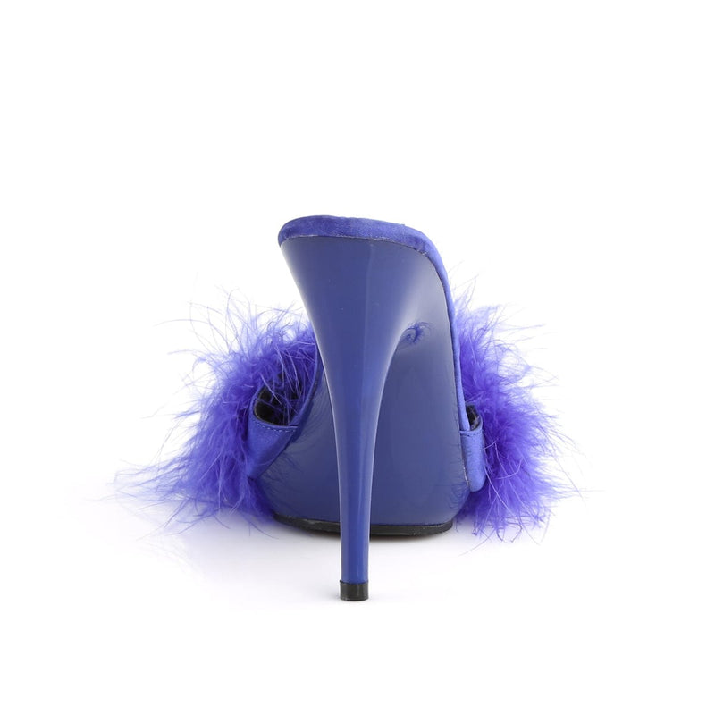 POISE-501F Blue Satin-Marabou Fur/Blue CURRENT Fabulicious US Size (Women's): 6