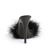 POISE-501F Black Satin-Marabou Fur/Black CURRENT Fabulicious US Size (Women's): 6