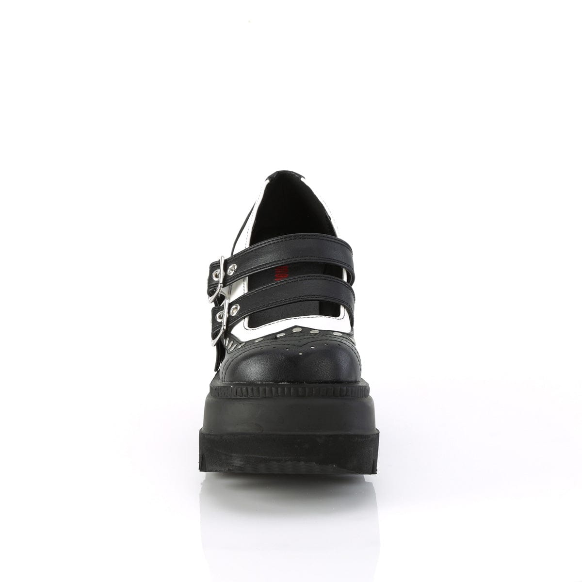 SHAKER-27 Black-White Vegan Leather Demonia US Size (Women's): 5