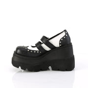 SHAKER-27 Black-White Vegan Leather Demonia US Size (Women's): 5