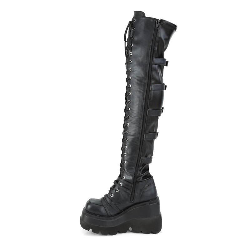 SHAKER-350 Black Veagn Leather-Stretch Demonia US Size (Women's): 5
