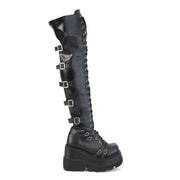 SHAKER-350 Black Veagn Leather-Stretch Demonia US Size (Women's): 5