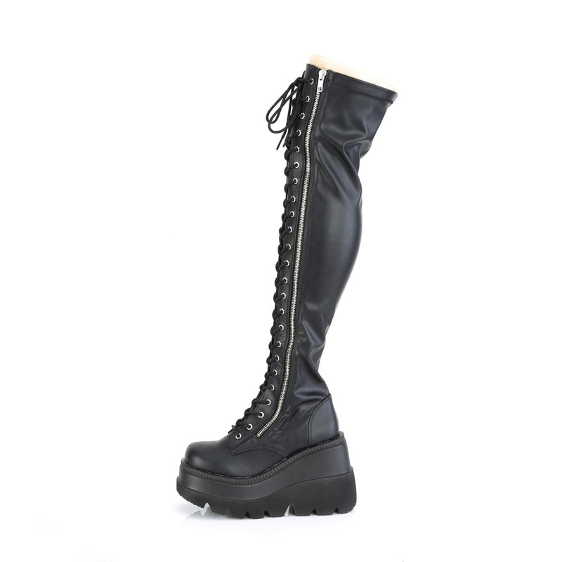 SHAKER-374 Black Stretch Vegan Leather Demonia US Size (Women's): 5