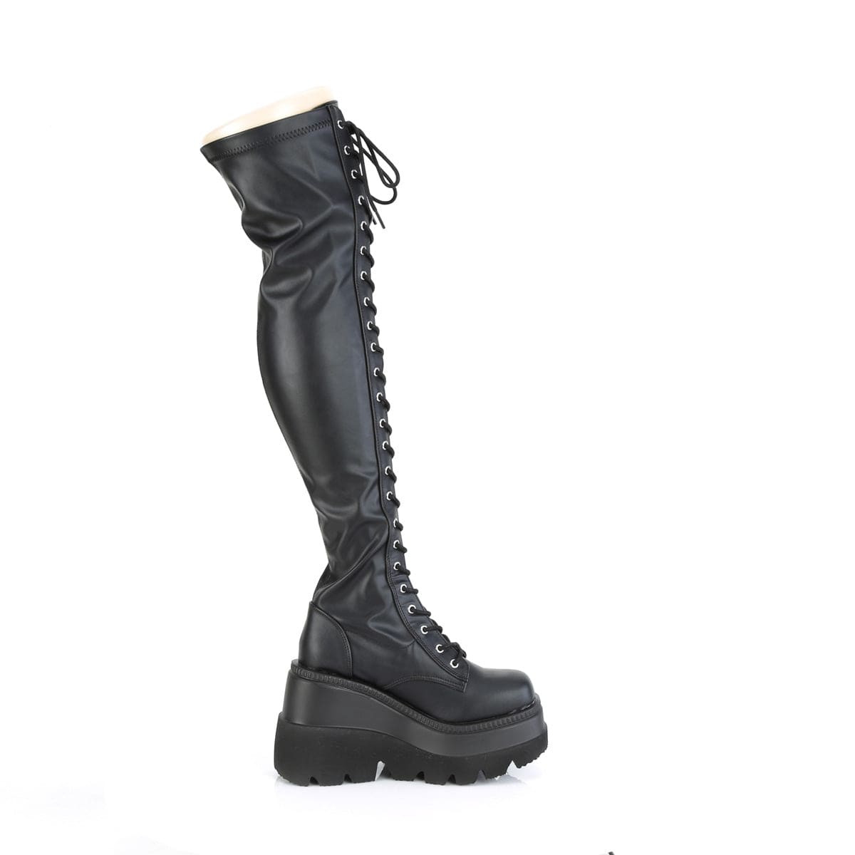 SHAKER-374 Black Stretch Vegan Leather Demonia US Size (Women's): 5