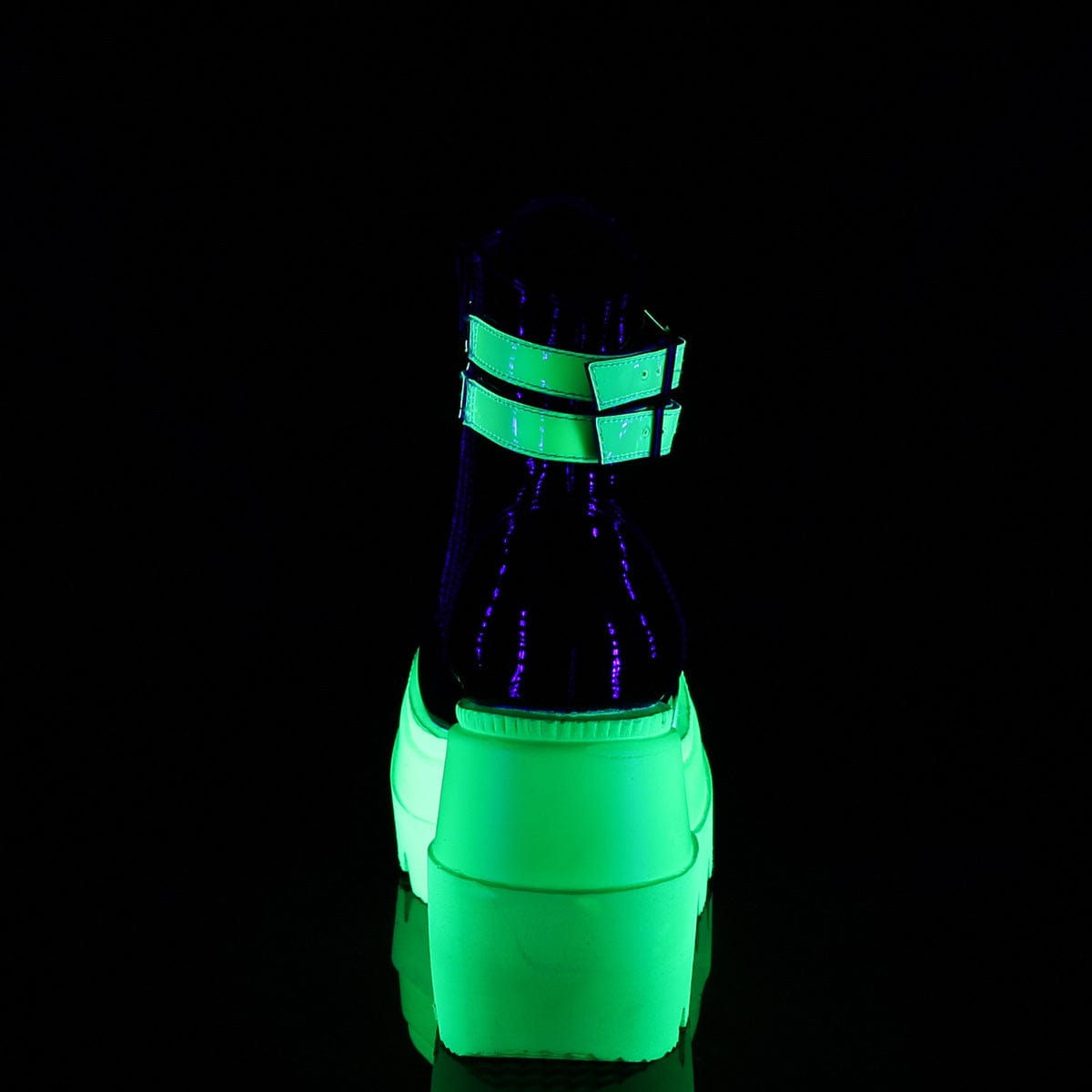 SHAKER-52 Black Patent -UV Neon Green Ankle Boot Demonia US Size (Women's): 5