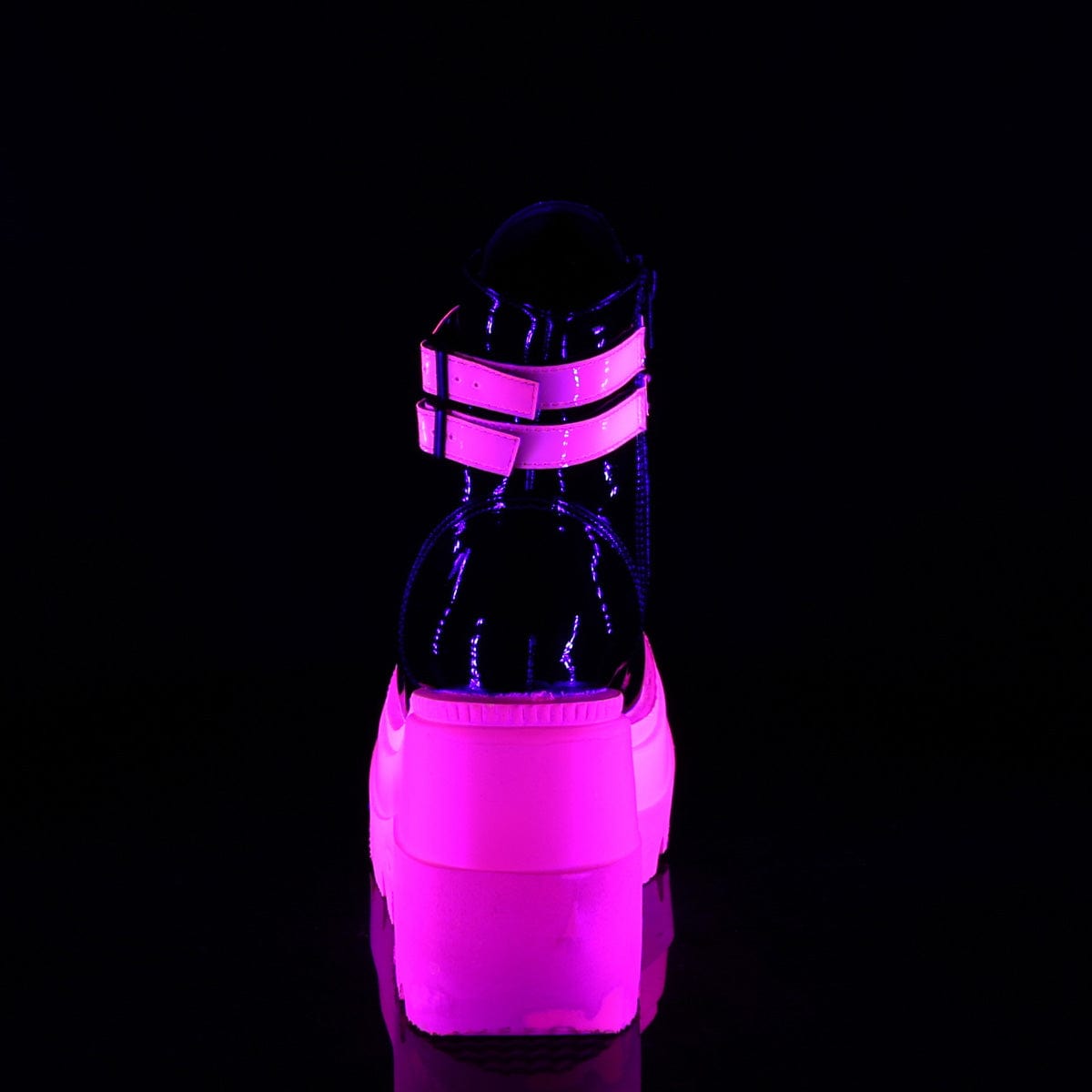 SHAKER-52 Black Patent -UV Neon Pink Ankle Boot Demonia US Size (Women's): 5