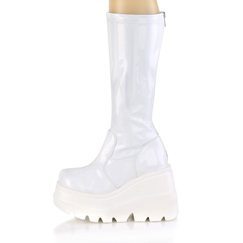 SHAKER-65 White Hologram Knee Boot Demonia US Size (Women's): 6