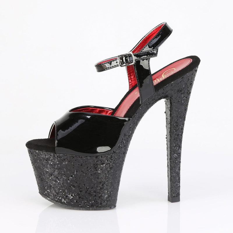 SKY-309 Black Patent/Black Glitter Pleaser US Size (Women's): 5