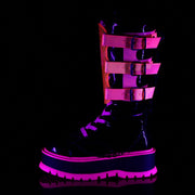 SLACKER-156 Black Patent-UV Neon Pink Mid-Calf Boot Demonia US Size (Women's): 6
