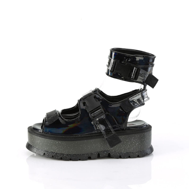 SLACKER-15B Black Hologram Patent Demonia US Size (Women's): 6