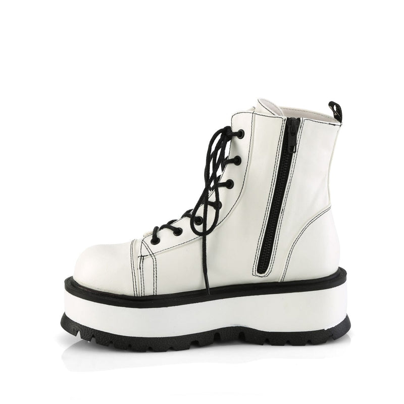 SLACKER-55 White Vegan Leather Demonia US Size (Women's): 6
