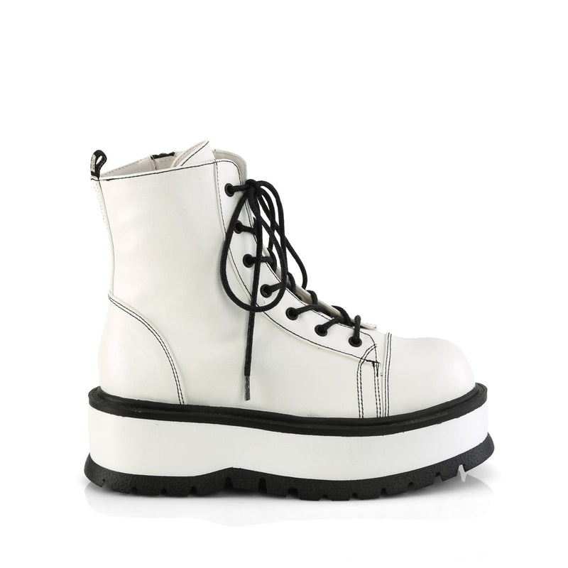 SLACKER-55 White Vegan Leather Demonia US Size (Women's): 6