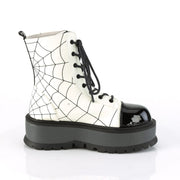 SLACKER-88 White Glow Vegan Leather-Black Patent Shoes Demonia US Size (Women's): 6