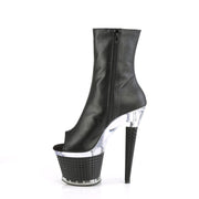 SPECTATOR-1012 Black Faux Leather/Clear-Black Matte Ankle Boot Pleaser US Size (Women's): 6