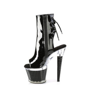 SPECTATOR-1018 Black Patent/Clear-Black Ankle Boot Pleaser US Size (Women's): 6