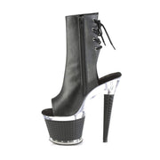 SPECTATOR-1018 Black Faux Leather/Clear-Black Matte Ankle Boot Pleaser US Size (Women's): 6
