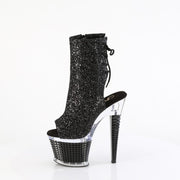 SPECTATOR-1018G Black Glitter/Clear-Black Ankle Boot Pleaser US Size (Women's): 6
