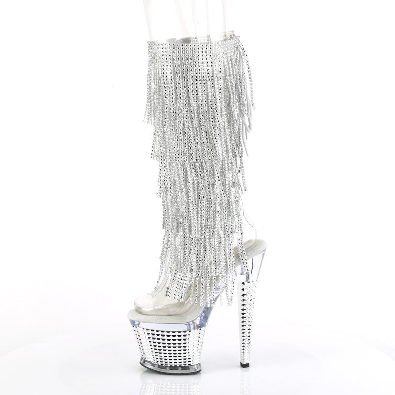 SPECTATOR-2017RSF Clear-Silver/Clear-Silver Chrome Knee Boot Pleaser US Size (Women's): 6