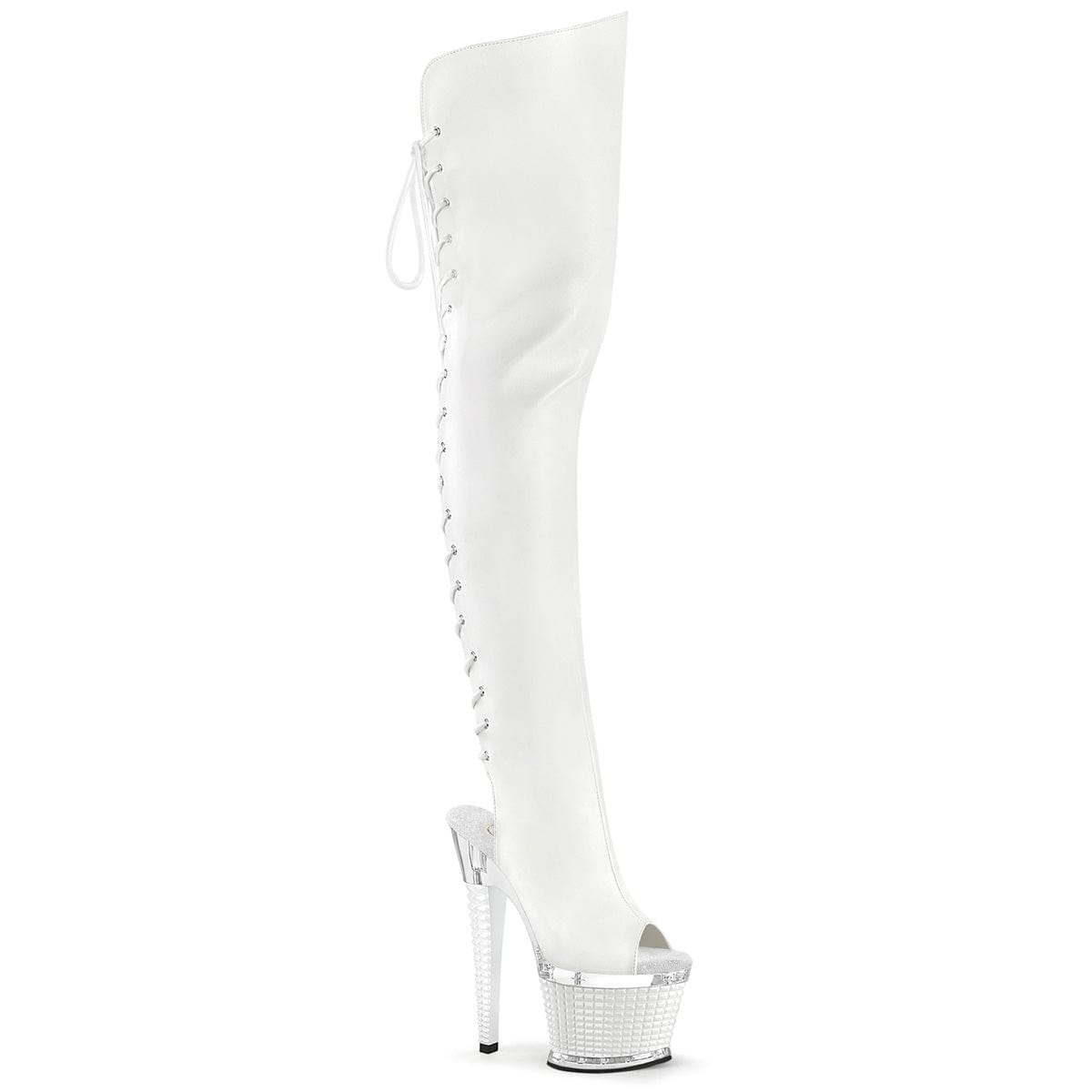 SPECTATOR-3030 White Faux Leather/Clear-White Matte