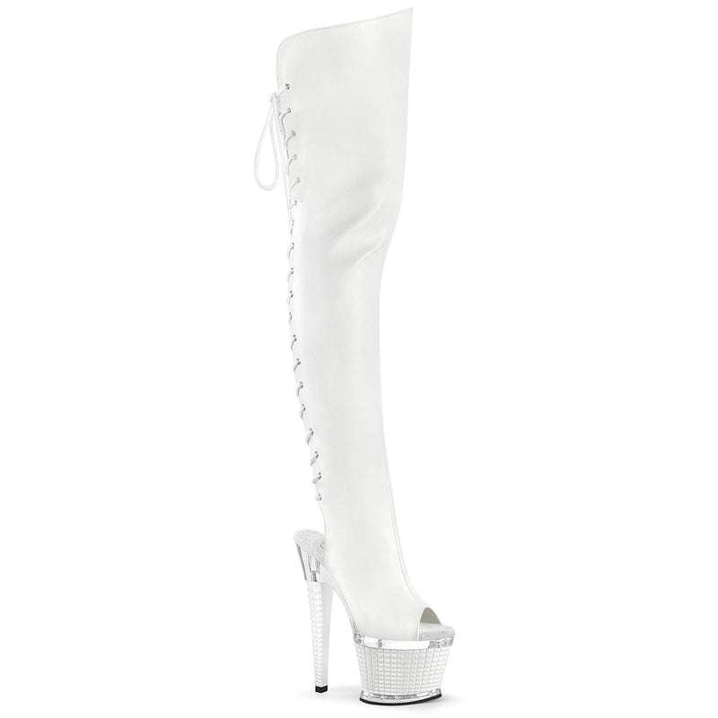 SPECTATOR-3030 White Faux Leather/Clear-White Matte Pleaser US Size (Women's): 6