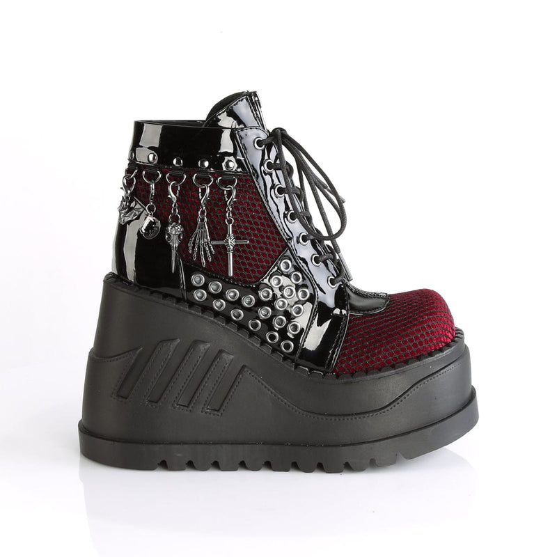 STOMP-18 Black Patent -Burgundy Velvet Demonia US Size (Women's): 5