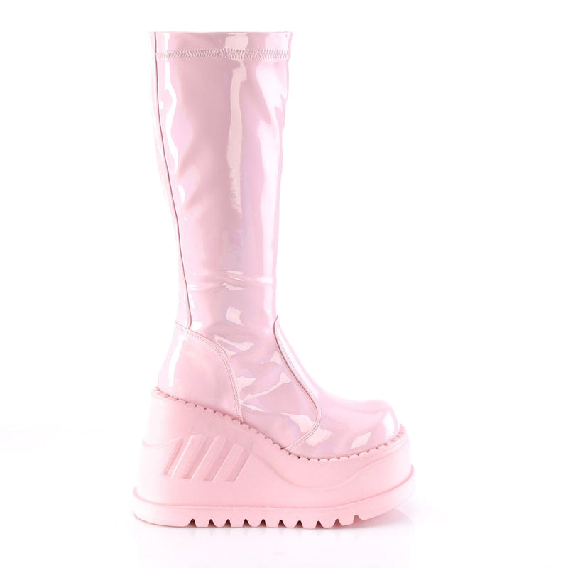 STOMP-200 Baby Pink Hologram Stretch Patent Demonia US Size (Women's): 5