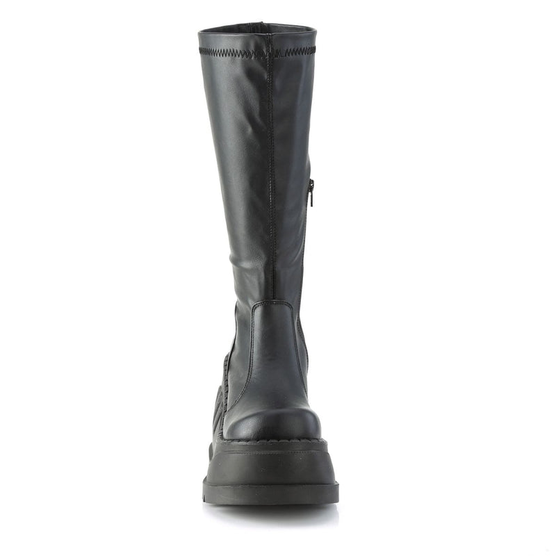 STOMP-200 Black Stretch Vegan Leather Demonia US Size (Women's): 5