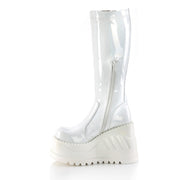 STOMP-200 White Hologram Stretch Patent Demonia US Size (Women's): 5
