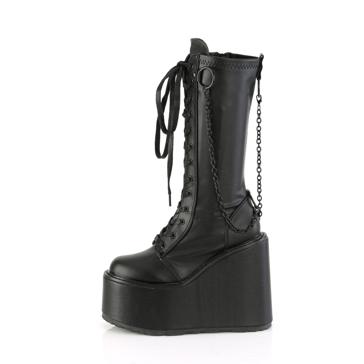 SWING-150 Black Stretch Vegan Leather Demonia US Size (Women's): 6
