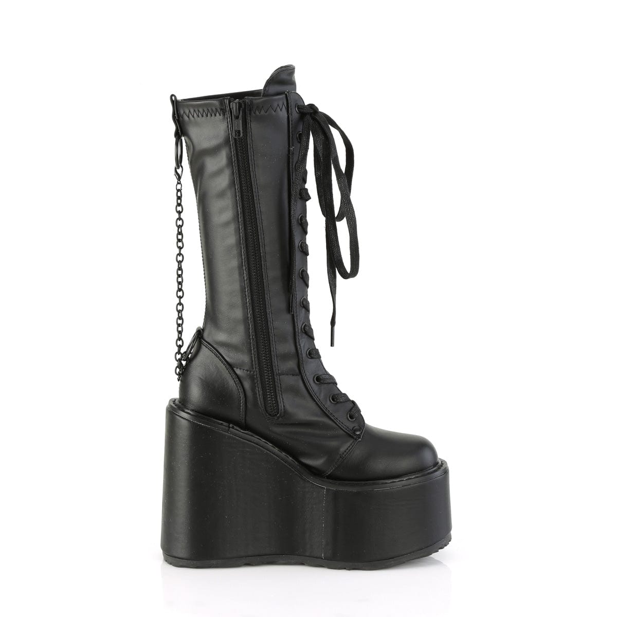 SWING-150 Black Stretch Vegan Leather Demonia US Size (Women's): 6