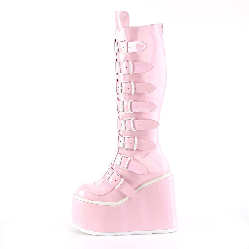SWING-815 Baby Pink Hologram Knee Boot Demonia US Size (Women's): 6