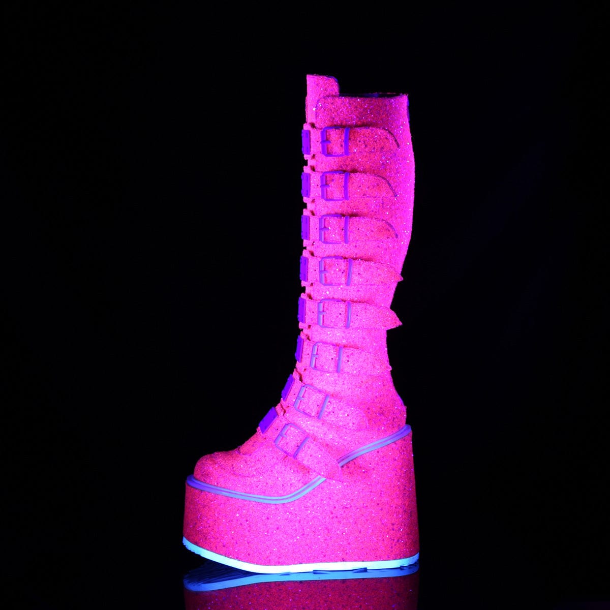 SWING-815UV Pink Glitter Knee Boot Demonia US Size (Women's): 6