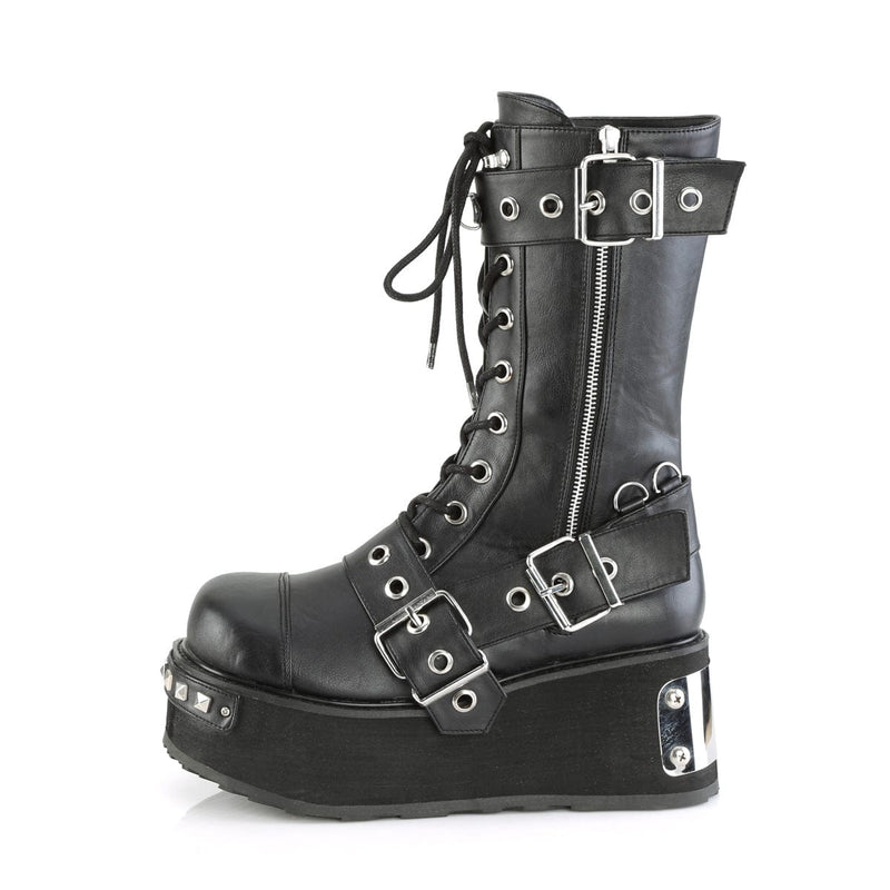 TRASHVILLE-250 Black Vegan Leather Mid-Calf Boot Demonia US Size (Unisex/Men's): 4