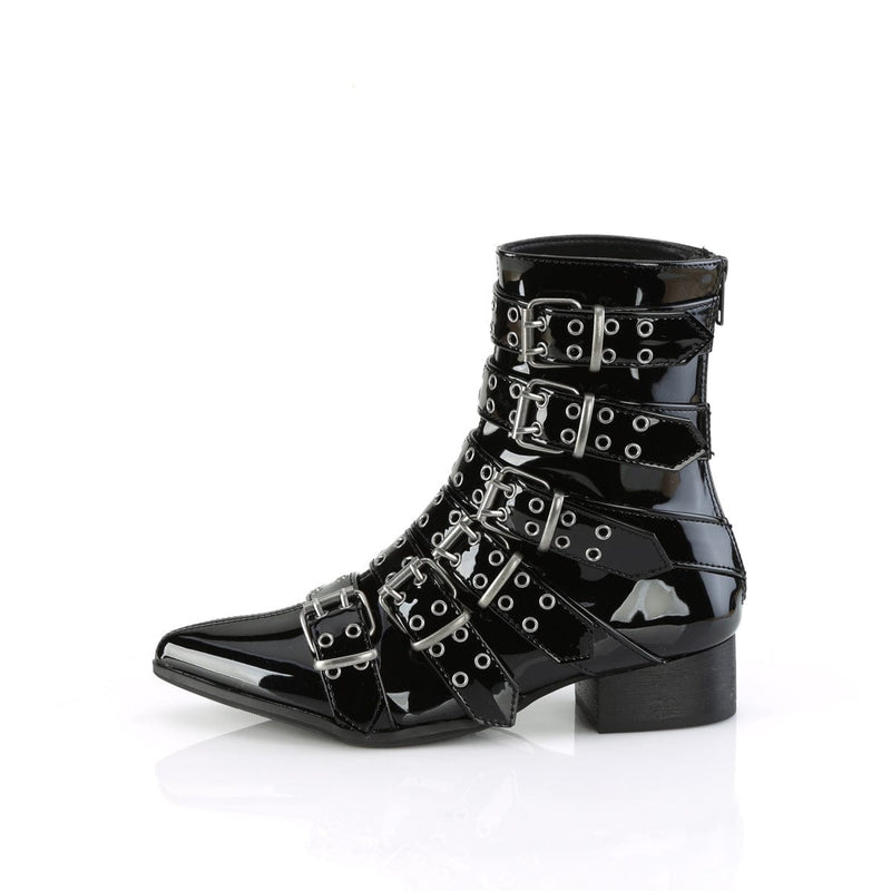 WARLOCK-70 Black Patent Calf Boot Demonia US Size (Unisex/Men's): 4