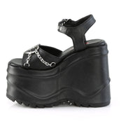 WAVE-09 Black Vegan Leather Sandal Demonia US Size (Women's): 6