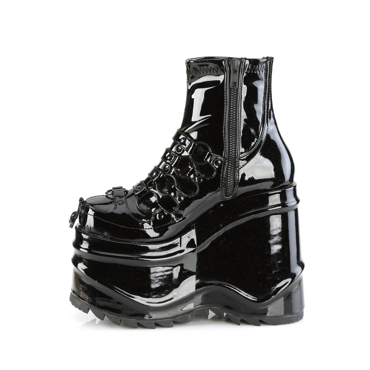 WAVE-110 Black Patent Ankle Boot Demonia US Size (Women's): 6