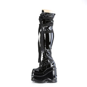 WAVE-315 Black Stretch Patent Thigh Boot Demonia US Size (Women's): 6