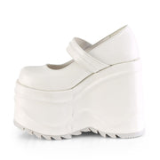 WAVE-32 White Vegan Leather Mary Janes Demonia US Size (Women's): 6
