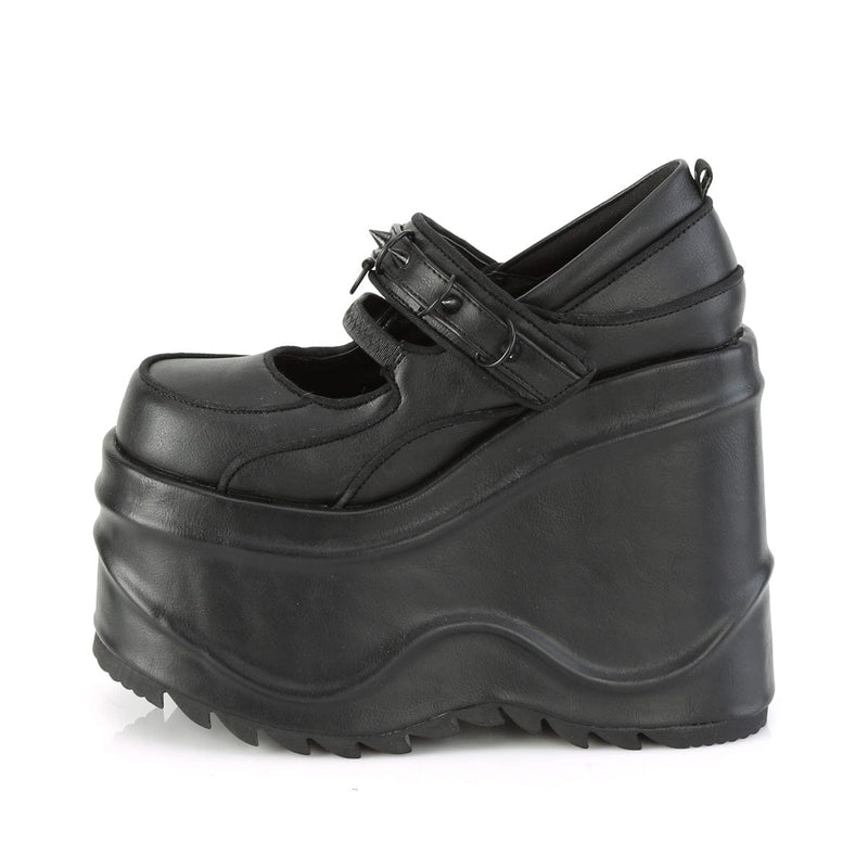 WAVE-48 Black Vegan Leather Mary Janes Demonia US Size (Women's): 6